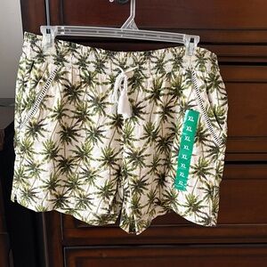 Briggs New York Green Palm Print High Waist Shorts